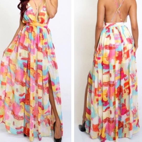 Watercolor Maxi Dress - Picture 1 of 4